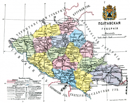 波尔塔瓦省行政地图（1913）
